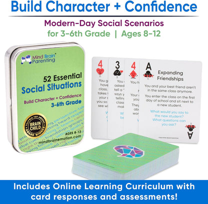 Mind Brain Emotion 52 Essential Conversations for Home, Therapy, Speech, School Classroom - Conversation Cards for Kids, Family, Teacher & Counselor to Build Growth Mindset & Communication Skills