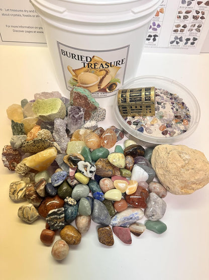 Gallon Raw and Tumbled Gemstone Crystal Mining Bucket/Kids and Adults/Geology/Unique Gifts/Educational/Crackable Geode