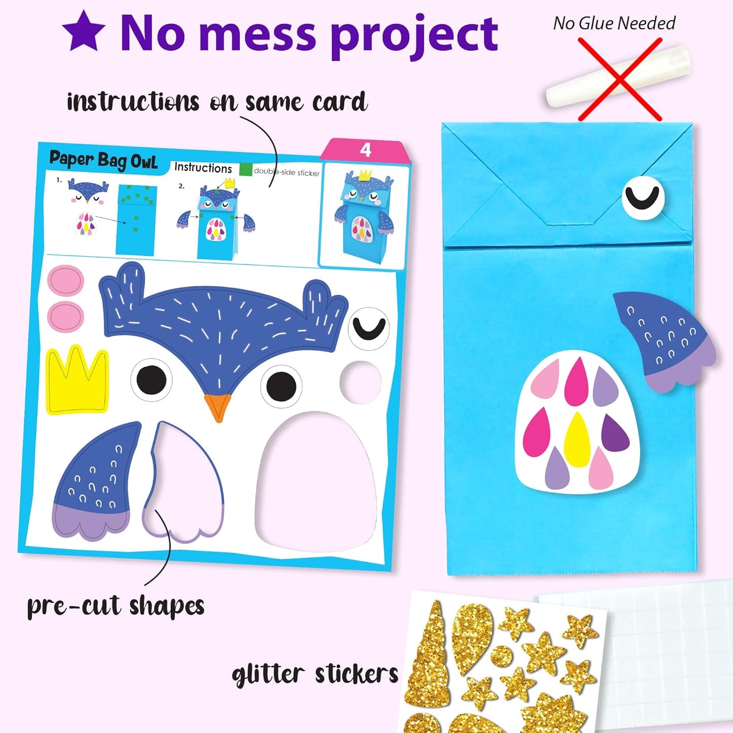 KRAFUN My First Unicorn Bunny Paper Craft Kit for Girls Age 3+, 18 DIY Arts & Crafts Projects, Paper Bags Plates Rolls, Creative Activity Set for Toddlers with Unicorn Bunny Fairy Princess