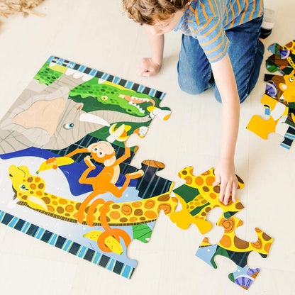 Melissa & Doug Dinosaur Dawn Jumbo Floor Puzzle (24 Pieces, 2 x 3 Feet), Jigsaw Puzzle for Preschoolers and Kids Ages 3+ - FSC Certified