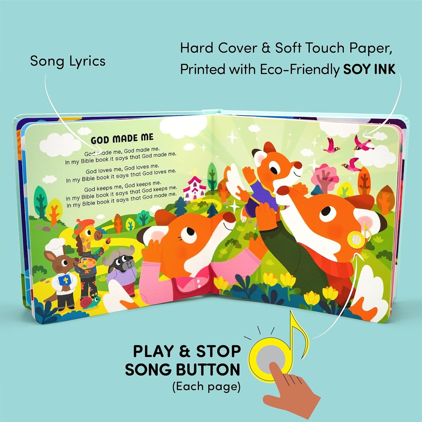 Dance with Jesus Christian Sound Books for Kids - 6 Bible Songs for Toddlers – Christian Gifts for Kids - Baby Bible for Baptism, Christening, Dedication Gifts, Sunday School, Preschool Homeschool