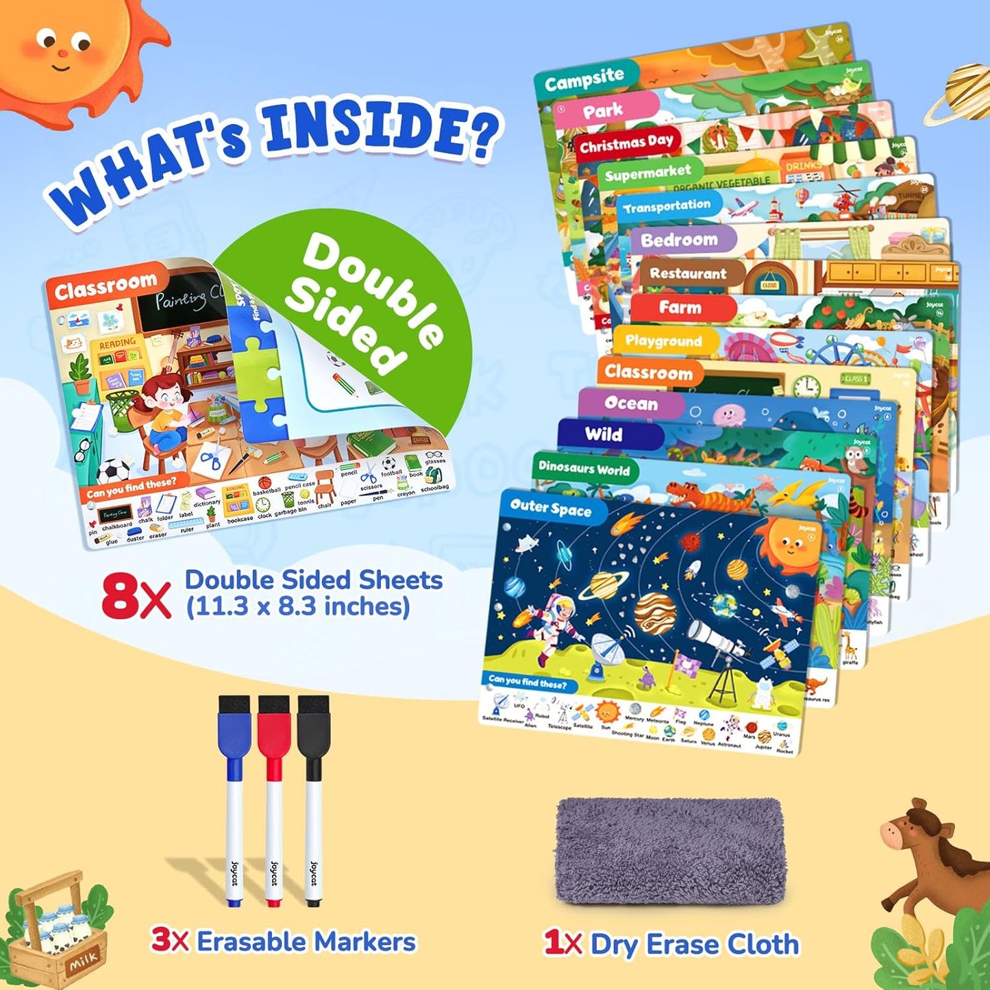 JoyCat Search and Find Activity Books, Animal Preschool Learning Activities for Toddlers & Kids, Travel Toys for Road Trip Car and Airplane, Busy Toy, Educational Game Gifts for Boys Girls Ages 3-5