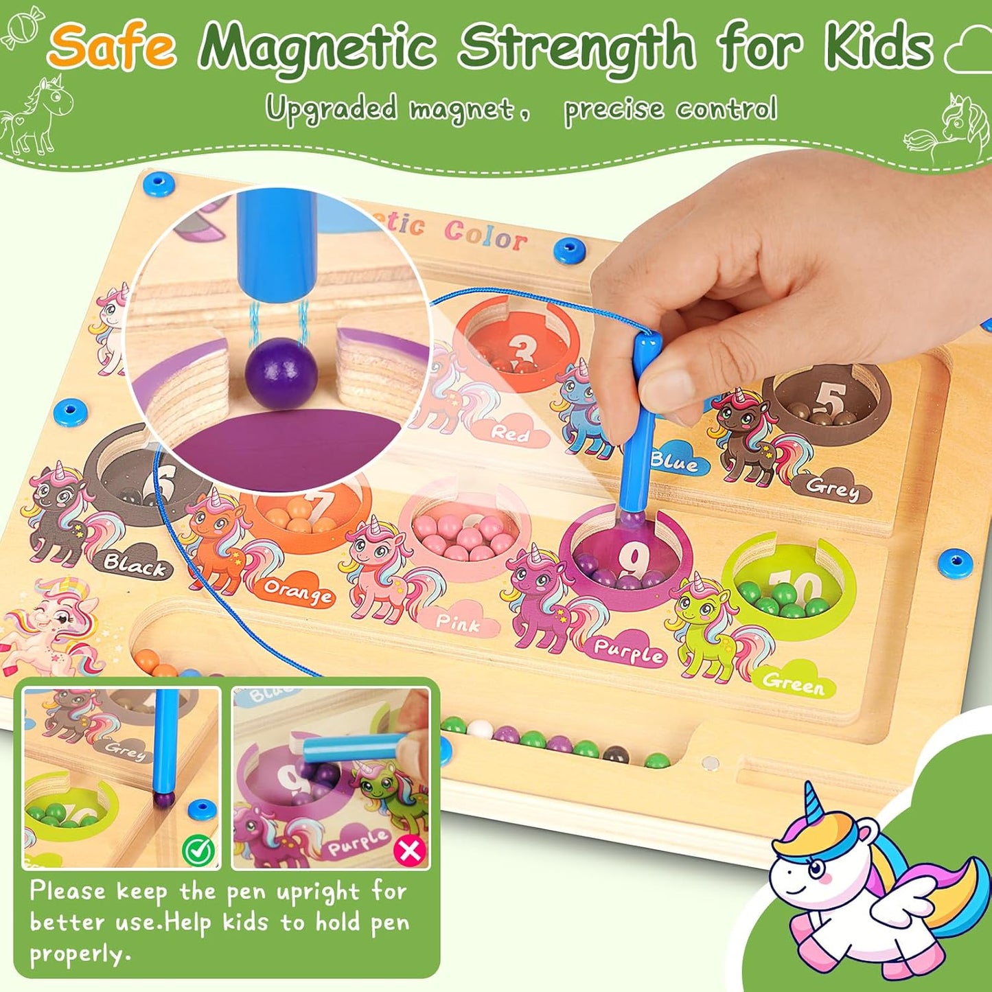 2 in 1 Magnetic Color and Number Maze, ABC Alphabet Puzzles Board Magnet Ice Cream Toys, Montessori Educational Magnet Puzzle, Preschool Learning Counting Toys for 2 3 4 5 Birthday Gifts