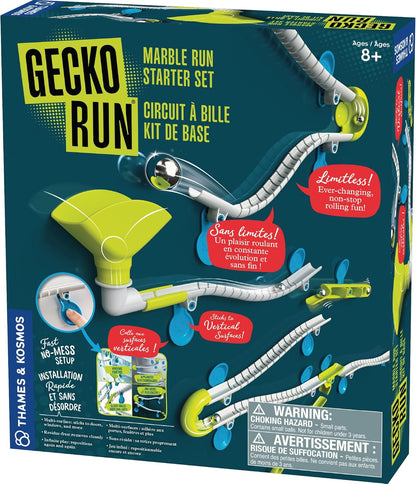 Gecko Run Marble Run Starter Set by Thames & Kosmos, Toy of the Year Winner - 63 Piece Vertical Marble Run, Flexible Tracks | Fast, No-Mess Setup, Residue-Free Nano-Adhesive Pads, Creative Play