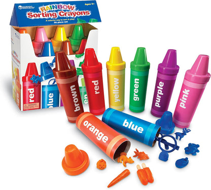 Learning Resources Rainbow Sorting Crayons - Toddler Gifts, Toddler Accessories, Jumbo Stacking Toys, Fine Motor Skills, Classroom And Preschool Activities, Montessori