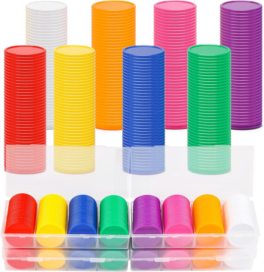 400Pcs 8 Colors Bingo Chips with Sorting Storage Box, 1 Inch Plastic Poker Chips Counting Discs for Adult Games & Activities (1 inch)