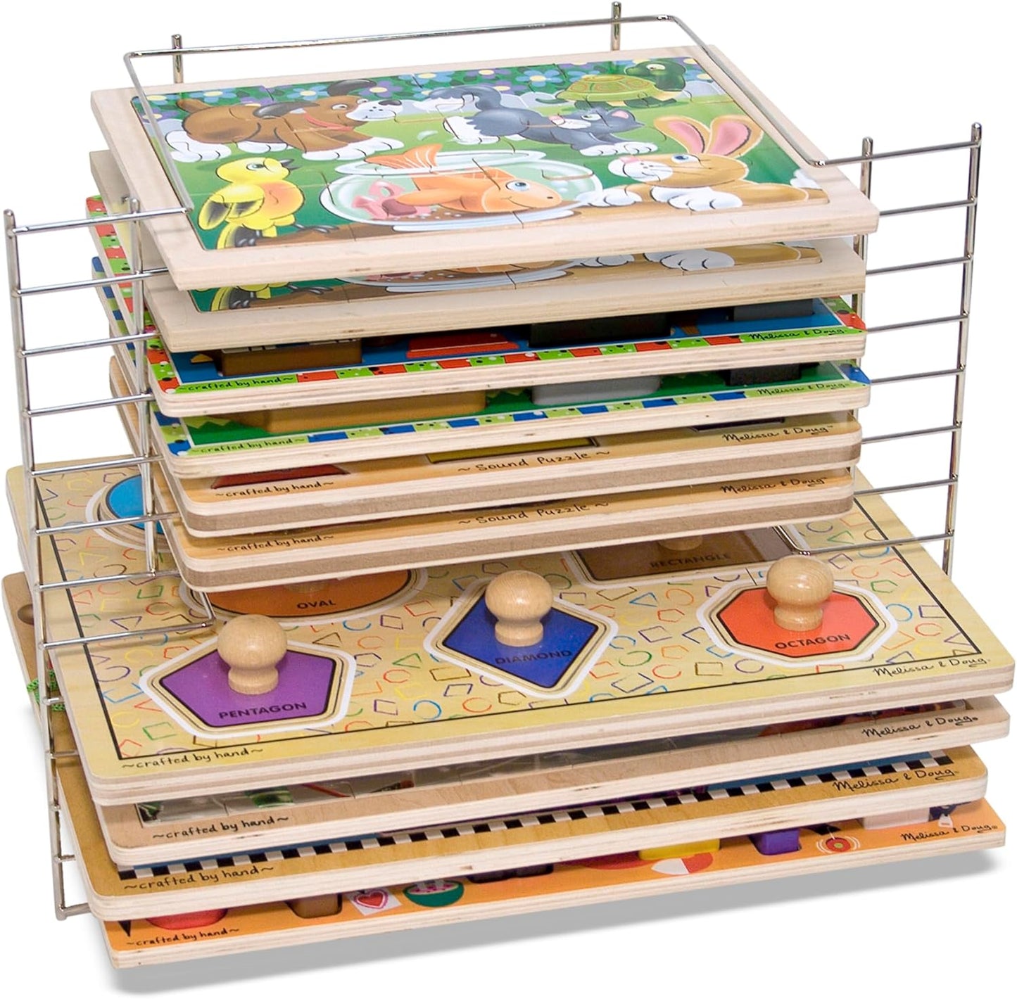 Melissa & Doug Puzzle Storage Rack - Wire Rack Holds 12 Puzzles