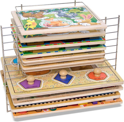 Melissa & Doug Puzzle Storage Rack - Wire Rack Holds 12 Puzzles