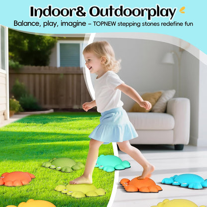 TOPNEW Stepping Stones for Kids, Non-Slip Balance Stepping Stones for Promoting Children's Coordination Skills, Toddler Stepping Stones Obstacle Course for Kids Age 3 4 5 6 7+