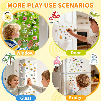 6 Sets Reusable Sticker Book for Toddlers 3-6, Jelly Sticker Books for Toddler, Travel Sticker Activity Toys for Kids 3 4 5 6 Years Old Girls & Boys