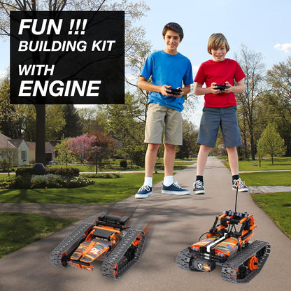BIRANCO. Remote Control Tracked 3in1 Stunt Racer Building Kit - RC Car STEM Construction Toy, Gift Idea for Kids, Boys and Girls Ages 8-12 Year Old (353 Pcs)
