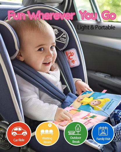 LeyaDoll Interactive Sensory Soft Cloth Book, Educational Crinkle Quiet Activity Busy Book for Babies,Toddler Travel Toy Gift for 1-3 Year Old Boys and Girls (A Berry Special Day)