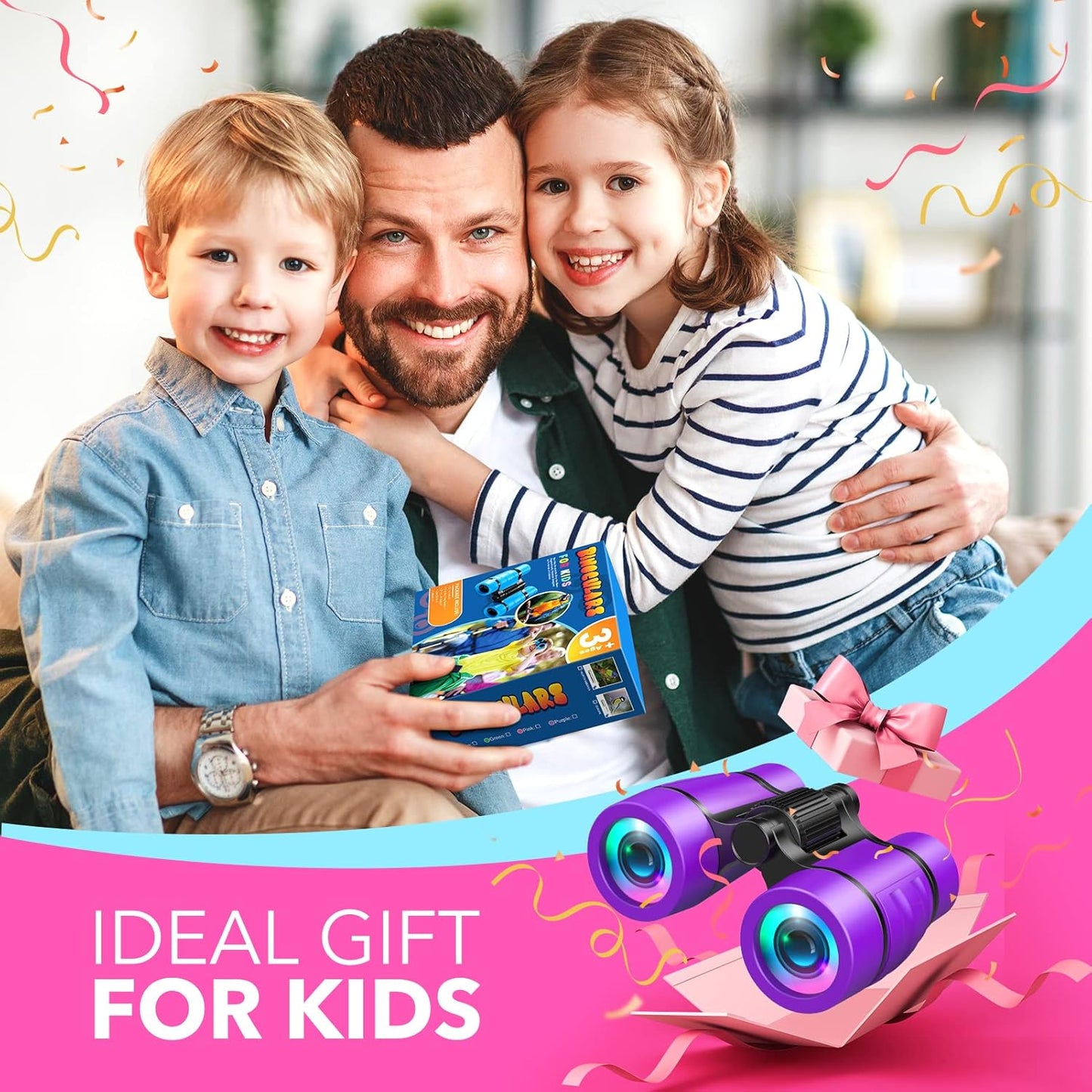 Toys for 3-7 Year Old Boys: LET'S GO! Binoculars for Kids with Bird Watching Manual Easter Birthday Gifts for 4 5 6 7 8 Year Old Boy Girls Outdoor Toy for Kid Ages 5-7 Toddler Camping Telescope