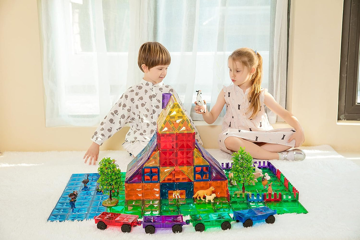 MEGAGONTILES Marble Run Magnetic Tiles Set 120PCS | STEM-Authenticated Magnetic Building Blocks with Marble Track Pieces | Educational Construction Toy for Kids Ages 3–8 (Boys & Girls)