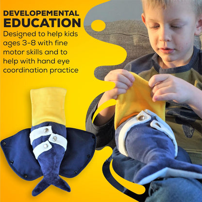 SENSORY4U Buckle Pillow Sensory Fine Motor Development Toy Activity Plushie - OT Therapy Tool Threading Counting Colors Latches Sorting Skills in One - 2nd Edition
