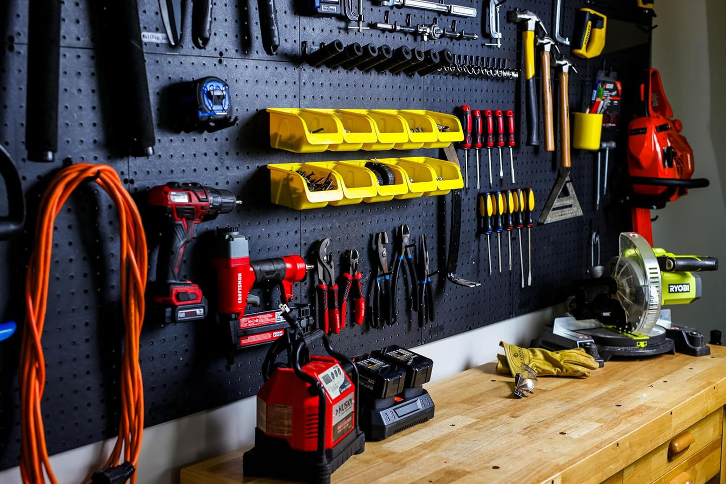 WallPeg Made in USA Pegboard Panels Garage Organization - Wall Storage Kit (PB-2 B) (2) ea - 24" x 16" Peg Board Tool Organizer Panel Set - Garage Organizer Kit