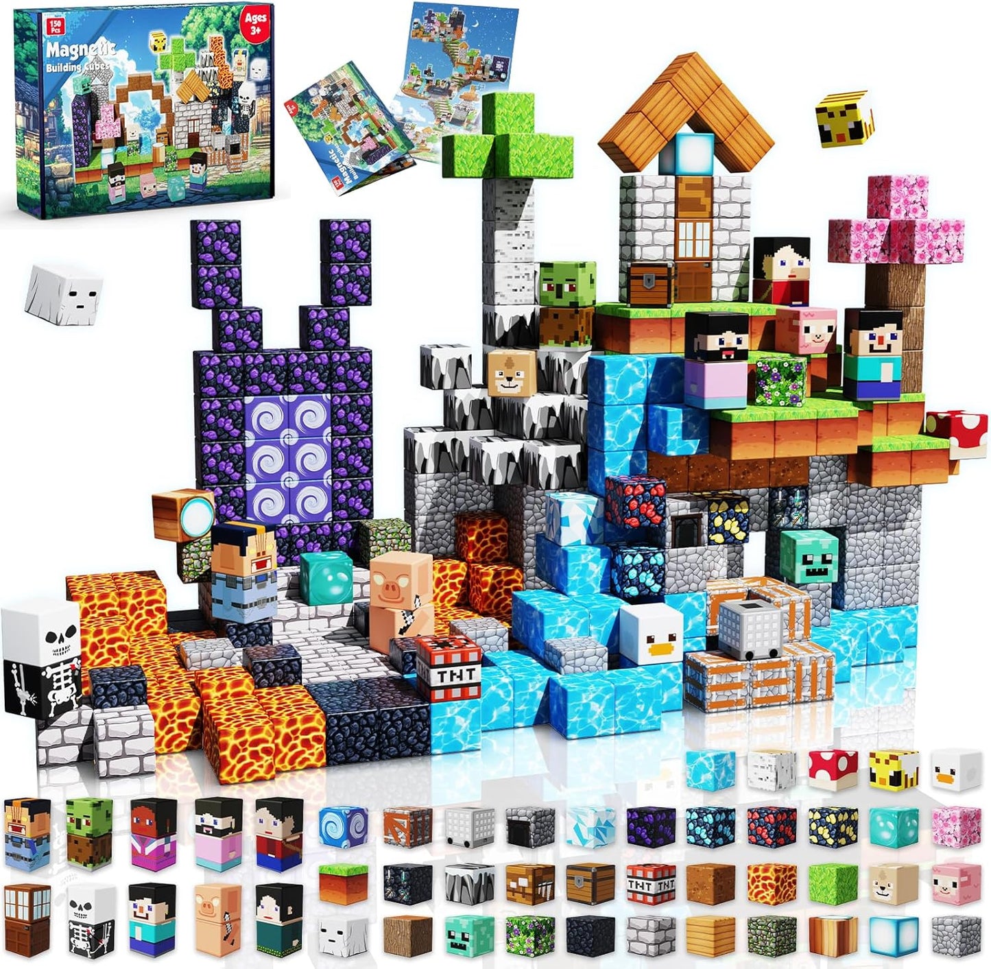 Magneverse 200 PCS 0.8in Magnetic Blocks - Magnet Toys for Kids, Magnetic Building Blocks Cubes, Stacking Magnets, School STEM Toys Birthday Gifts for Boys and Girls Age 3+ Years Old (Theme: Portal)