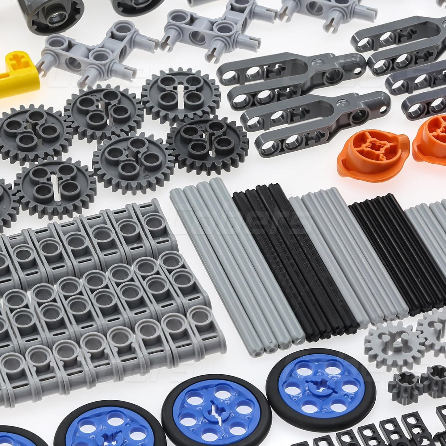 852pcs Technic-Parts Gears-MOC-Axles-Sets Connectors-Wheels-Pins-Beams Universal-Joints-Chain-Tracks-Tires-Shock-Absorbers Compatible with Major Brand Building Block Cars and Motors