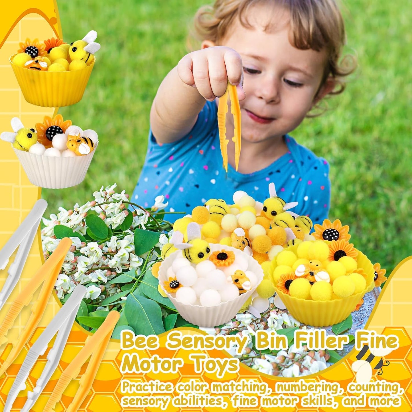 286Pcs Letters and Numbers Sensory Bin Filler Fine Motor Toys Counting Sorting 200 Felt Pompoms 76 Magnetic Letters Numbers 4 Tweezers 5 Silicone Plates 1 Storage Box for Counting Sorting DIY Crafts