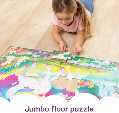 Melissa & Doug Glow-in-The-Dark Unicorn Jumbo Floor Puzzle, 48-Piece Jigsaw Puzzle with Hidden Details, Kids Puzzles for Girls & Boys Ages 4 and Up - FSC Certified