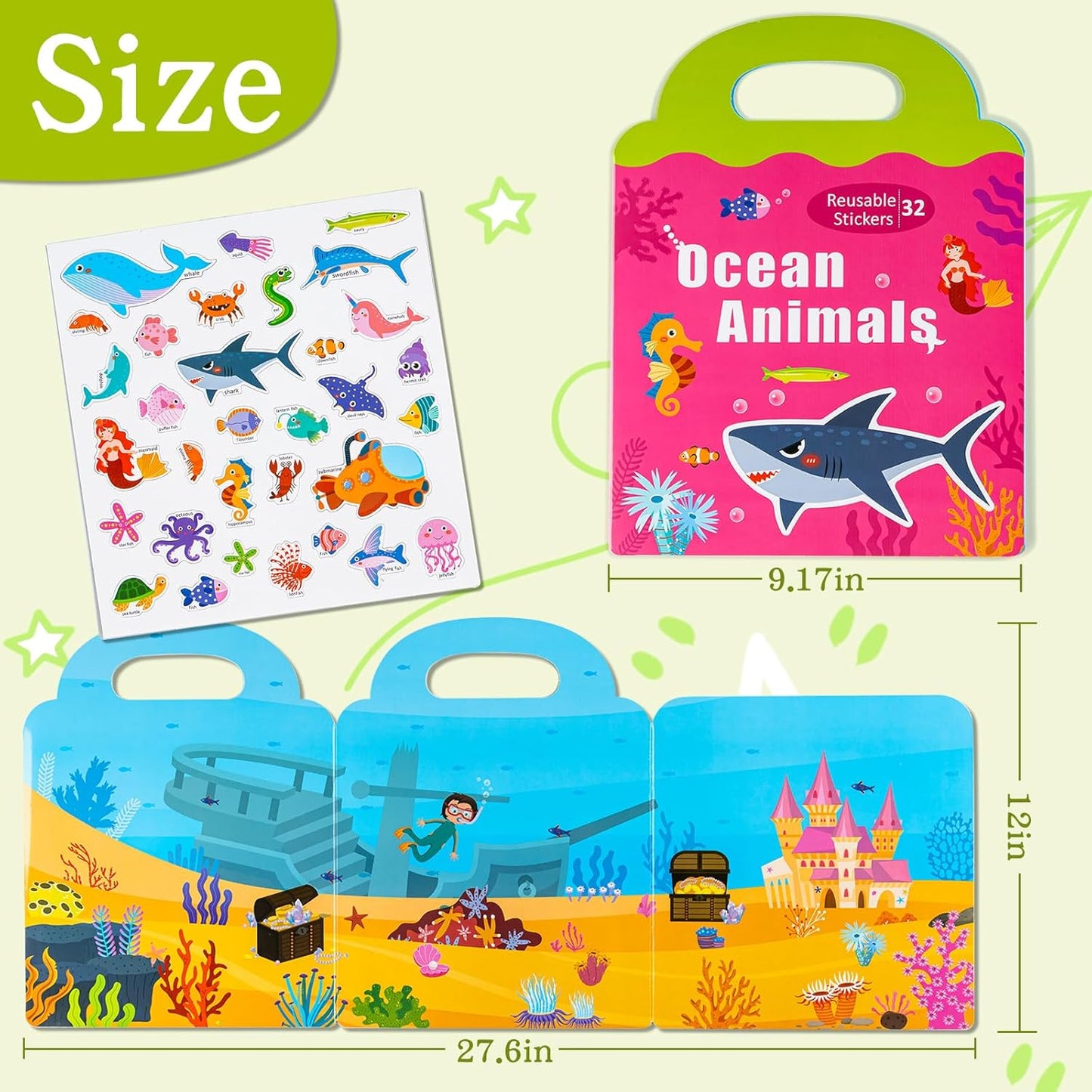Magnetic Playset Portable Playboard, Cute Farmhouse Animal Reusable Magnets Sticker Books for Toddlers 3-5 Years, 34 PCS Refrigerator Magnets for Kids Girls Boys Perfect Preschool Learning Travel Toy