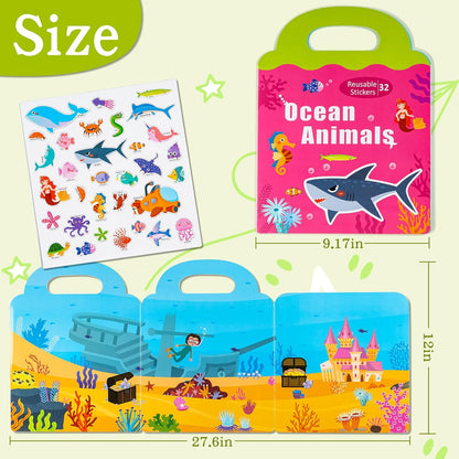 Magnetic Playset Portable Playboard, Cute Farmhouse Animal Reusable Magnets Sticker Books for Toddlers 3-5 Years, 34 PCS Refrigerator Magnets for Kids Girls Boys Perfect Preschool Learning Travel Toy