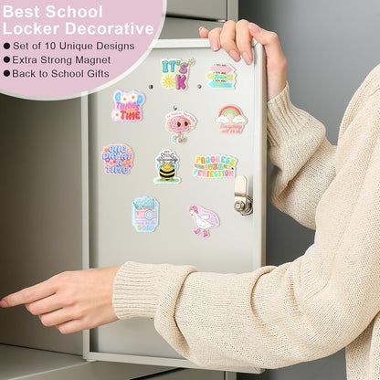 Weewooday 10 Pcs 2026 Inspirational Refrigerator Fridge Magnets Motivational Magnets Bulk Graduation Gift Funny Glass Quote Magnetic Decor for Cabinet Kitchen Whiteboard Locker Office Accessories
