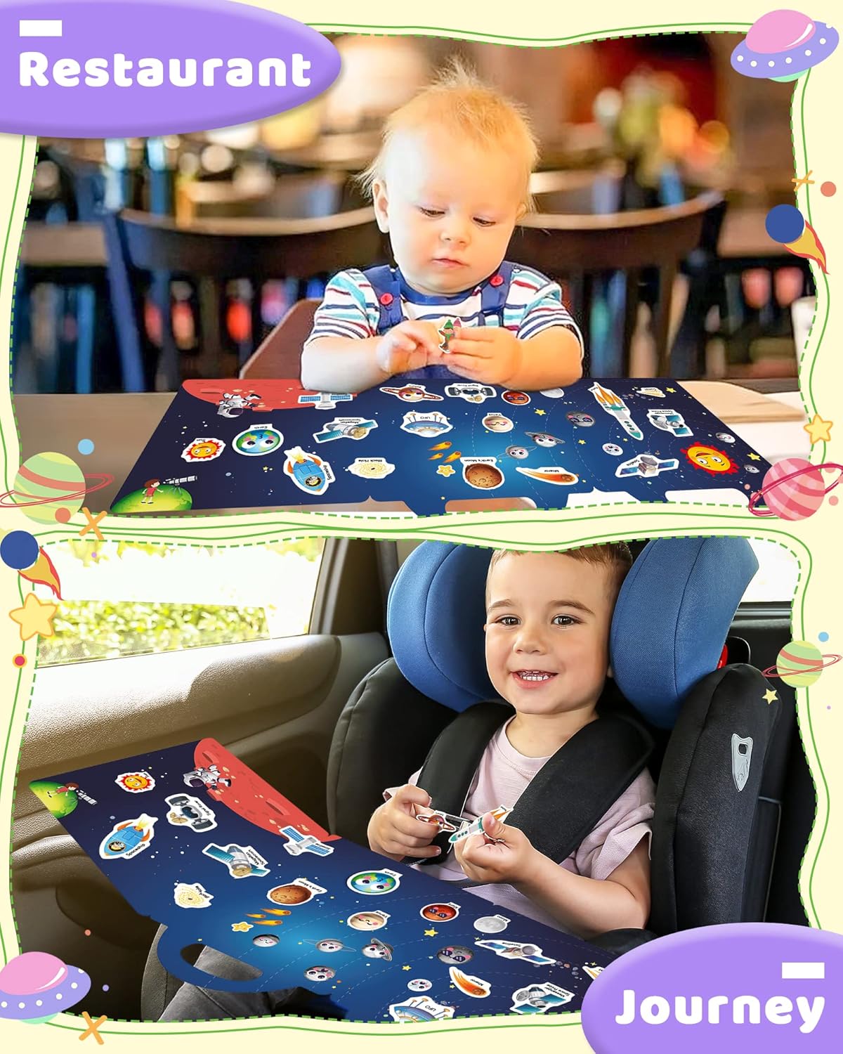 Benresive Reusable Sticker Books for Toddlers, Fun Travel Stickers for Kids, Toddler Sticker Book, Crafts Activities for Toddlers, 3 and Up Birthady Gifts - Vehicle