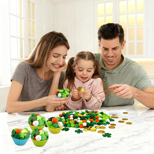 212Pcs St. Patrick‘s Day Shamrock Sensory Bin Fillers - Spring Sensory Collection: Learning Activities for Sorting, Counting and Fine Motor Skills