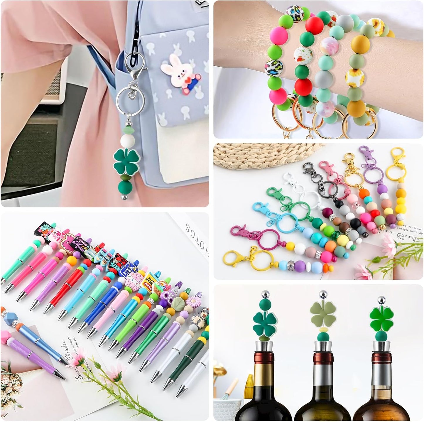 65Pcs 19mm Silicone Beads for Keychain Making Bracelet Necklace, Bulk Round Silicone Beads for Pens（Christmas Green） - Colors B