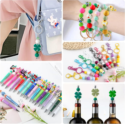 65Pcs 19mm Silicone Beads for Keychain Making Bracelet Necklace, Bulk Round Silicone Beads for Pens（Christmas Green） - Colors B