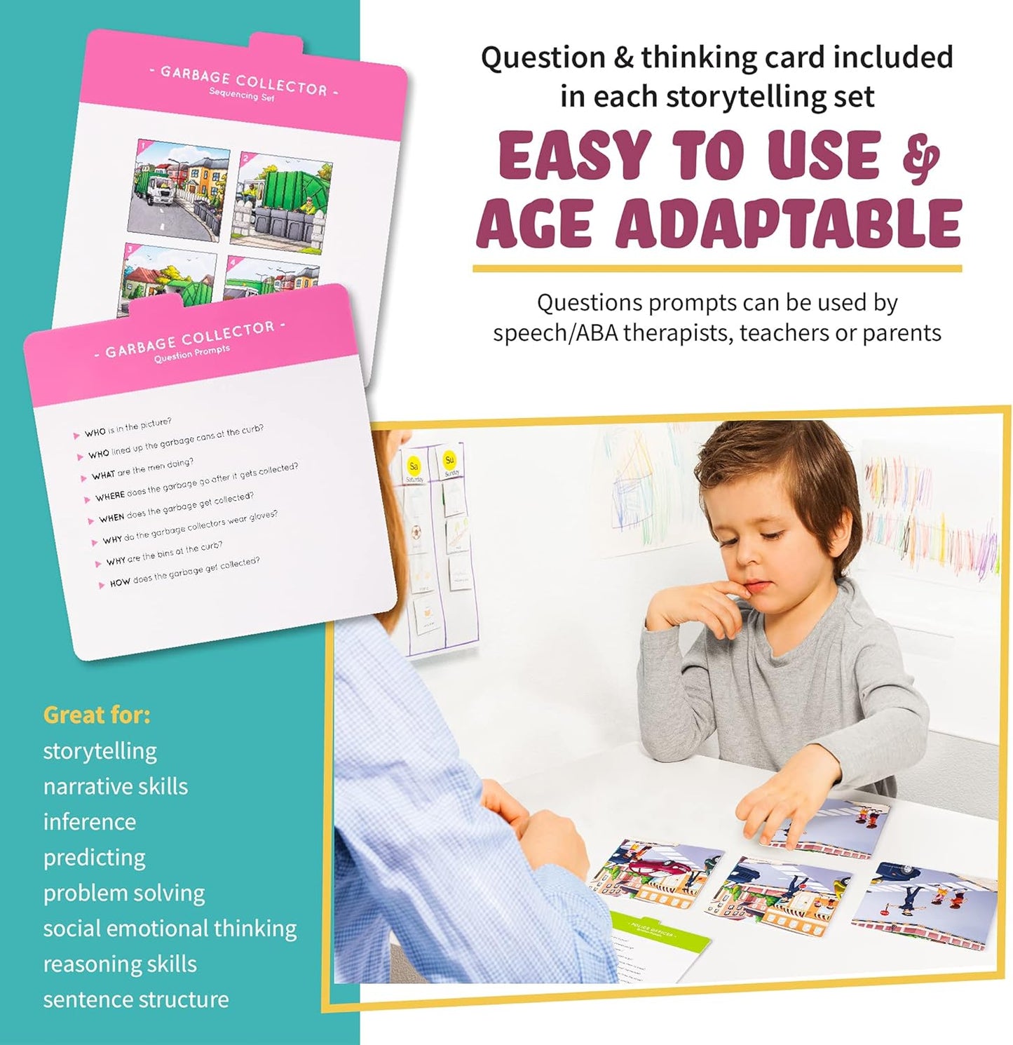 Sequencing Cards for Storytelling, Speech Therapy Game, Special Education Materials, Sentence Building, Problem Solving, Homeschooling Sequence Cards, Autism Game, Picture Sences, SEL