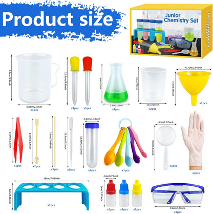 33PCS Lab Science Experiments for Girls and Boys Learning Kits for Junior Chemistry Beakers and Test Tubes Fun Experiments for Students Activities Science Project Classroom Gift for Curious Minds