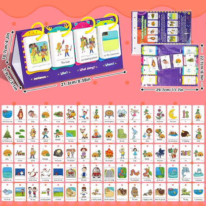Lachilly Sentence Building Flip Chart, 40 Sentence Builder Game, Vocabulary & Grammar, Activity Educational Learning Tool, Phonics Learning Supplies, Speech Therap, School Supplies