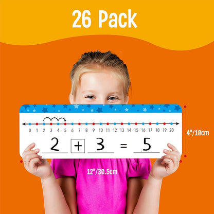 8 Packs Magnetic Number Line Boards, Dry Erase Writable and Erasable Math Board Addition & Subtraction White Board Magnets for Kids, Students, Classroom and Home (Each Measures 12” x 3.5”)
