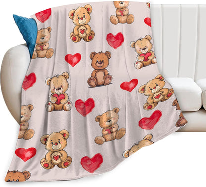 Bear Print Blanket Cute Baby Bear Fleece Throw Blanket Fuzzy Plush Super Soft Cozy Warm Decor Blanket Toddler Nursery Gifts for Boys Girls Kids Adult Men Women 40"x50"