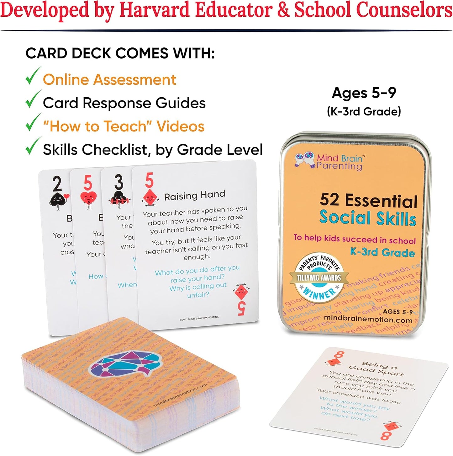 Mind Brain Emotion 52 Essential Conversations for Home, Therapy, Speech, School Classroom - Conversation Cards for Kids, Family, Teacher & Counselor to Build Growth Mindset & Communication Skills