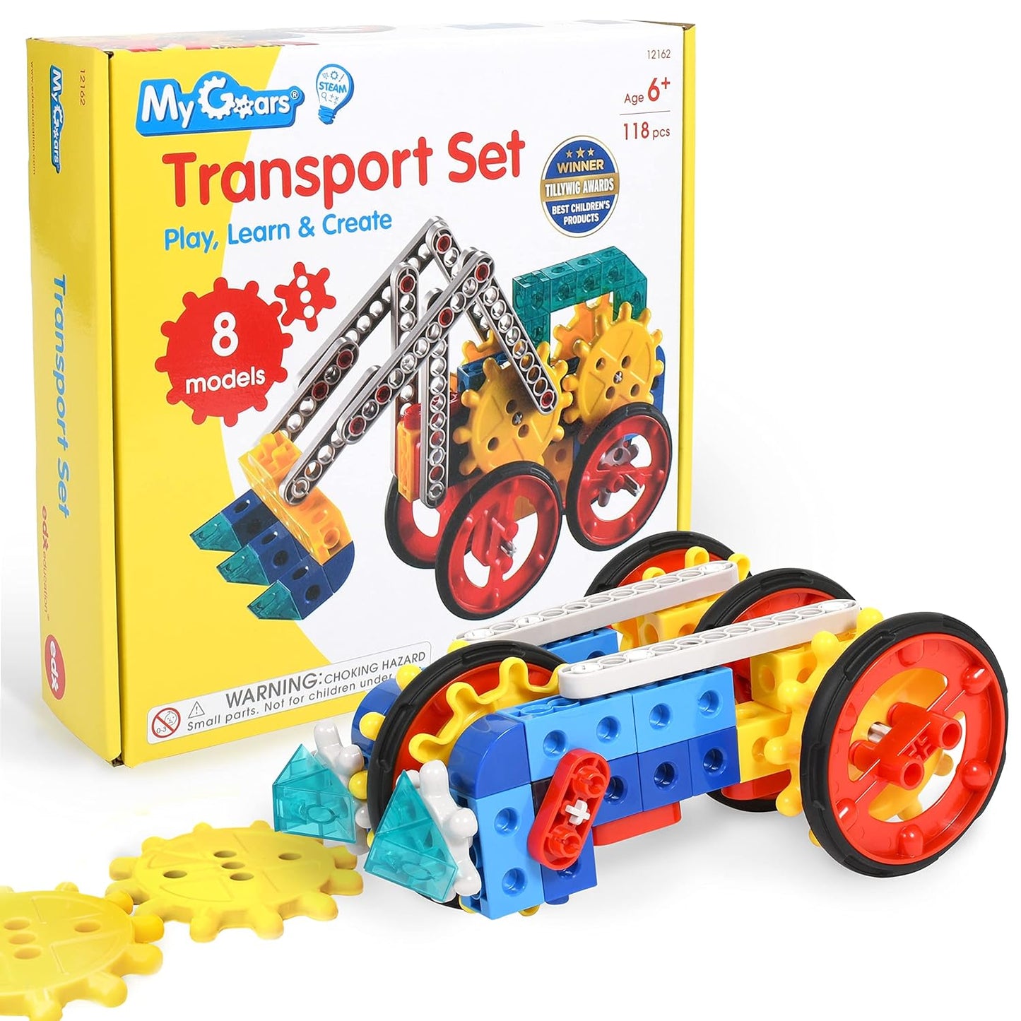 My Gears Transport Set - 118 Pieces - 8+ Activities - Gears Toys for Kids - Build Rotating, Moving Models - Building Toys for Kids Ages 4-8