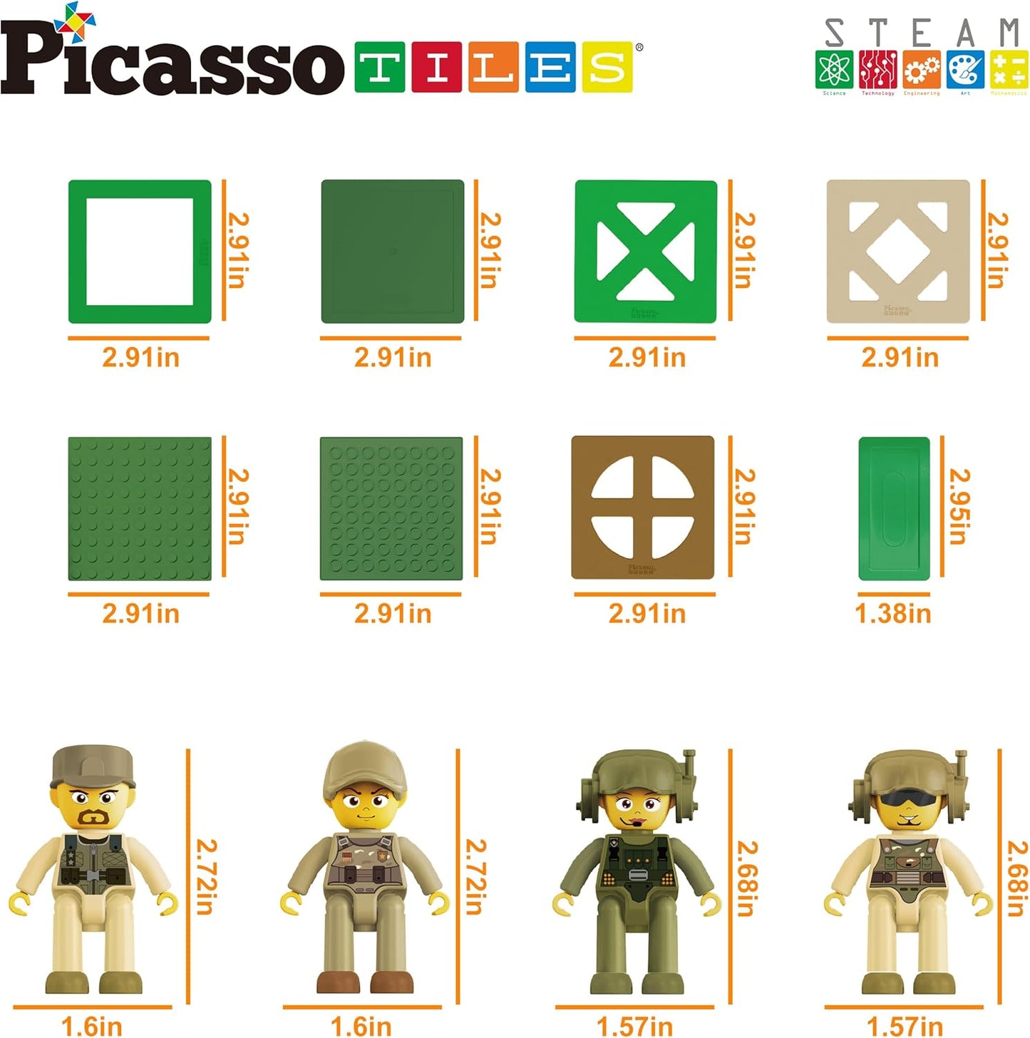 PicassoTiles 333pcs Magnetic Brick Tile and Magnetic Tile Combo Set, Action Figures included, Building Blocks STEM Toys, Educational Montessori Preschool Toddler classroom learning toys, Kids activity