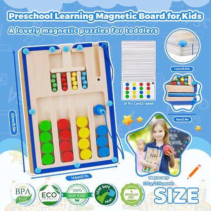 FCSONU Kids Magnetic Color Matching Puzzle Board Toys, Toddler Montessori Toys for 3 4 5 6 Years Old Boy Girls Birthday Gifts, Wooden Sensory Autistic Puzzle Maze Game Age 3-6, Preschool Activities