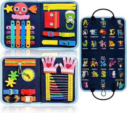 Gojmzo Busy Board Montessori Toys for Toddler Boy Girl Birthday Gifts, Busy Book Sensory Toys for Toddlers, Learning Educational Toddler Travel Activities