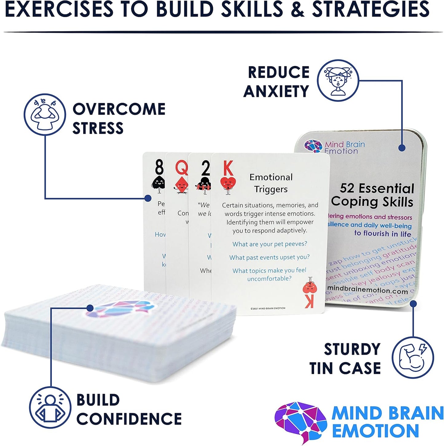 Mind Brain Emotion 52 Essential Conversations for Home, Therapy, Speech, School Classroom - Conversation Cards for Kids, Family, Teacher & Counselor to Build Growth Mindset & Communication Skills
