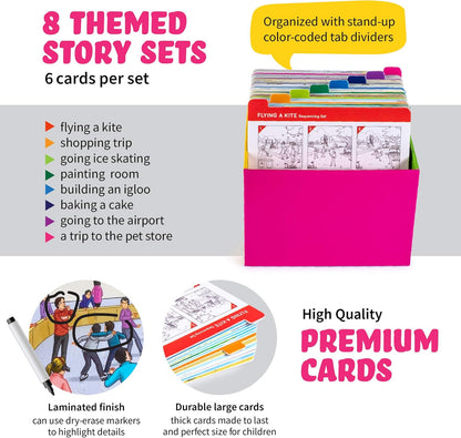 Sequencing Cards for Storytelling and Picture Interpretation Speech Therapy Games, Special Education Materials, Sentence Building, Spark Cards 1 and 2 Bundle