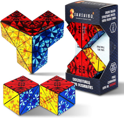 Shashibo Octa Shape Shifting Box - STEM Fidget Toy with Ultra Strong Magnets, Perfect Sensory Gift for Kids, Teens, and Adults – Pairs w/All Shashibo Cubes (Infinity)