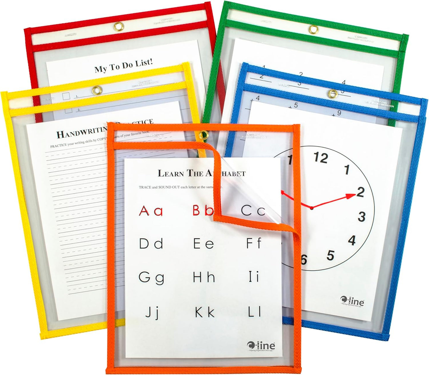 C-Line Reusable Dry Erase Pockets, 9 x 12 Inches, Assorted Neon Colors, 25 Pockets per Pack (40820)