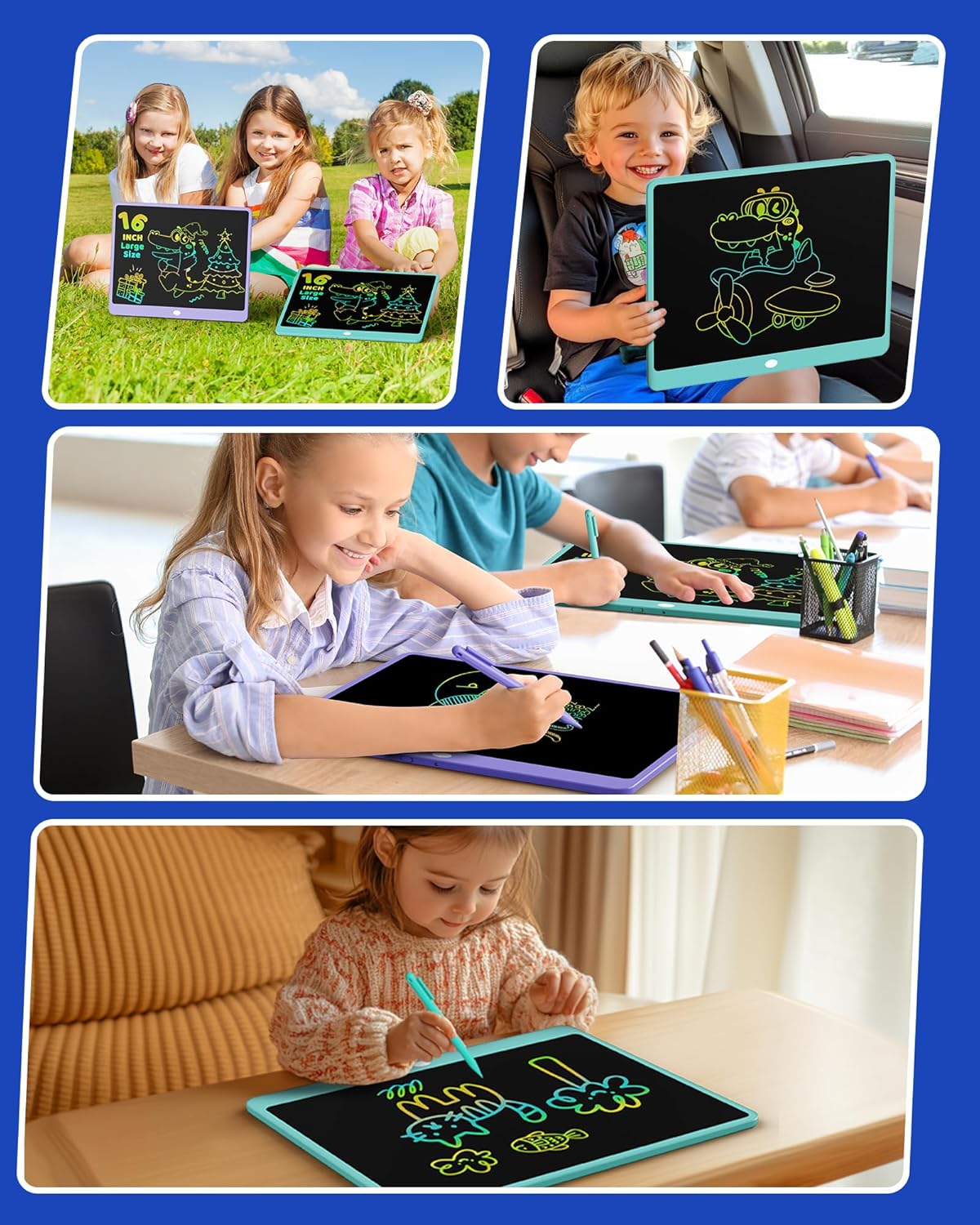 KOKODI LCD Writing Tablet 8.5-Inch Colorful Doodle Board, Electronic Drawing Tablet Drawing Pad for Kids, Educational and Learning Kids Toys Gifts for 3 4 5 6 7 8 Year Old Boys and Girls(Blue)