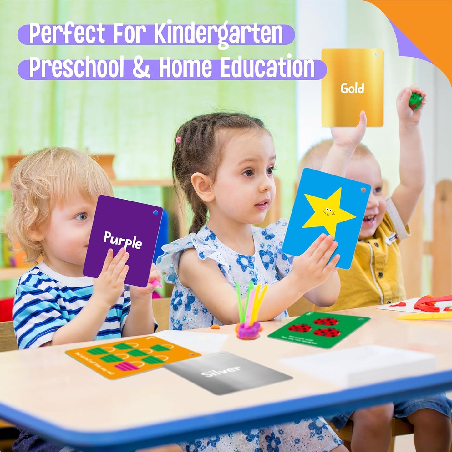 50 PCS Kid First Cognitive Flashcards,Double Sided Printed 7 in 1 Colorful Cards Alphabet,Numbers, Foods,Animals,Shapes,Colors with 3 Reclosable Rings,Learning Tool for Pre-K Kindergarten Toddlers