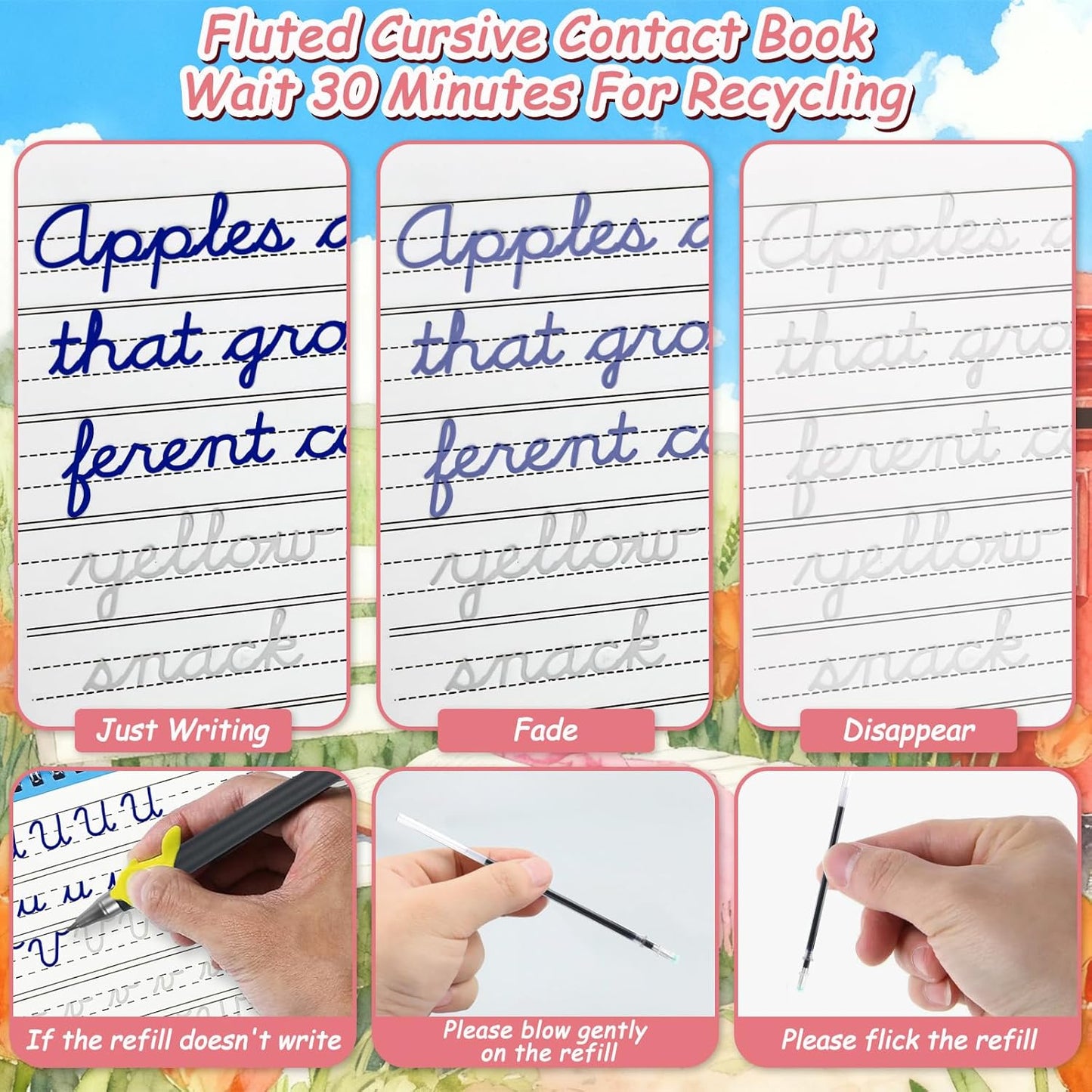 4 Pack Cursive Handwriting Workbook，Magic Grooved Writing Practice Books，Reusable Handwriting Practice Books，Cursive Kickoff Student Workbook for Kids Ages 5-12, Writing Without Tears