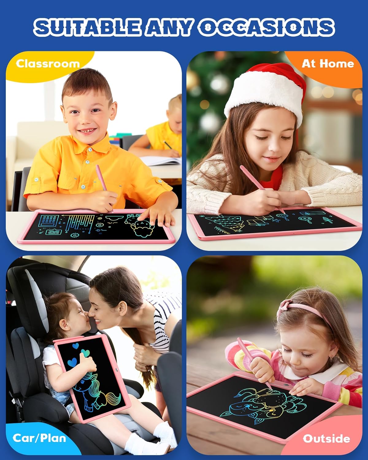 Bravokids Toys for 3-6 Years Old Girls Boys, LCD Writing Tablet 10 Inch Doodle Board, Electronic Drawing Pads, Educational Birthday Gift for 3 4 5 6 7 8 Years Old Kids Toddler (Blue)