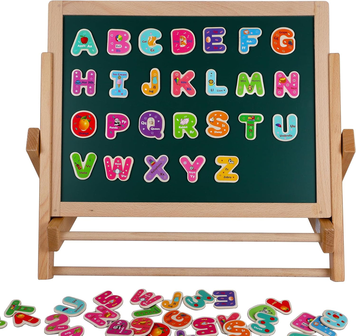 Toys of Wood Oxford Wooden Magnetic Letters and Numbers - Fridge Magnets for Kids- Alphabet Letter and Number Magnets for Children- ABC and Spelling Learning Toy
